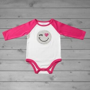 Garanimals Pink and White Smiley Face Bodysuit
